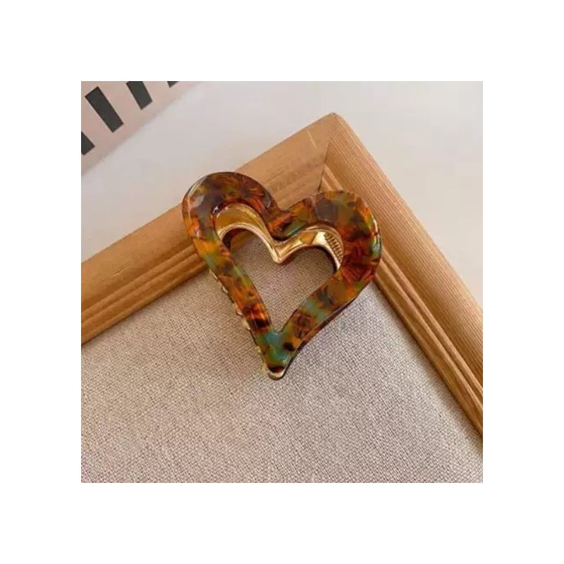 Spinka do włosów, klamra metalowa SERCE panterka zielona 6cm SP341ZIE - obrazek 4