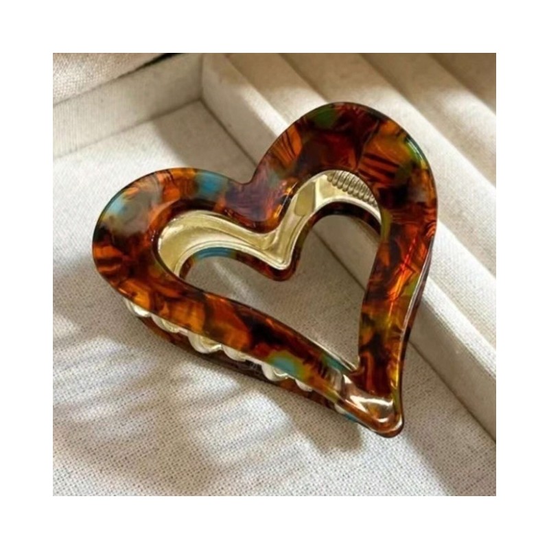 Spinka do włosów, klamra metalowa SERCE panterka zielona 6cm SP341ZIE - obrazek 5