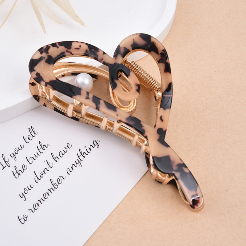 Spinka do włosów, klamra metalowa masa perłowa panterka XL 12x6cm SP342PAN - obrazek 4