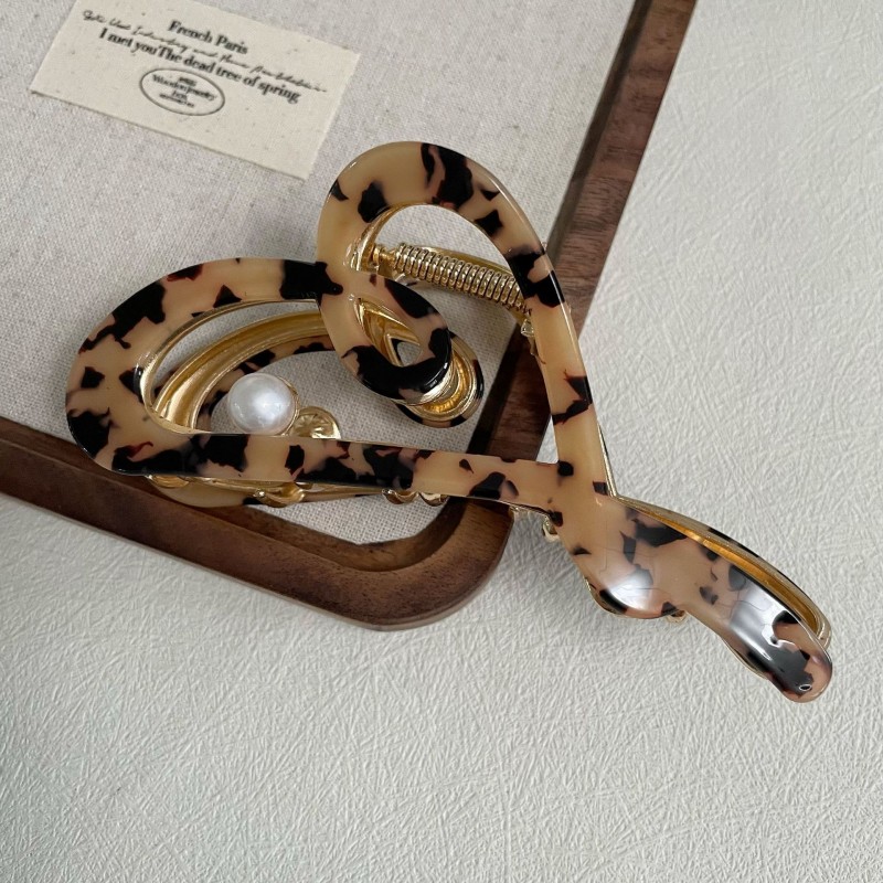 Spinka do włosów, klamra metalowa masa perłowa panterka XL 12x6cm SP342PAN - obrazek 5