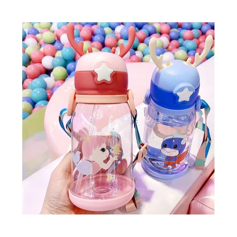 Butelka na wodę Bidon dziecięcy ze słomką 600 ML BD30R - obrazek 5