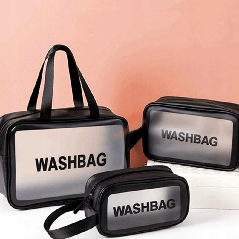 Zestaw kosmetyczek 3w1 przenośna kuferek 3 rozmiary Czerń KS83CZ - obrazek 4