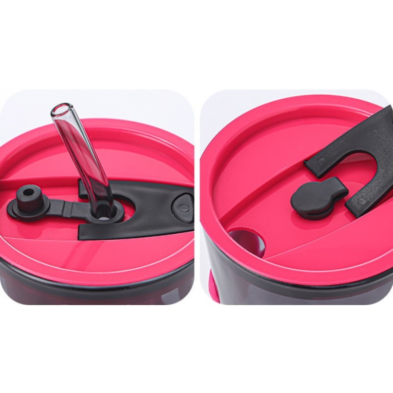 Kubek z kolorowego szkła na Kawę Herbatę ze słomką i zamknięciem 400 ML CUP14 - obrazek 3