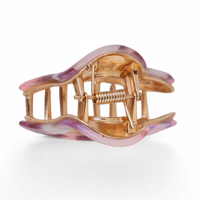 Spinka do włosów, klamra metalowa SERCE panterka kremowa 6cm SP341K - obrazek 3