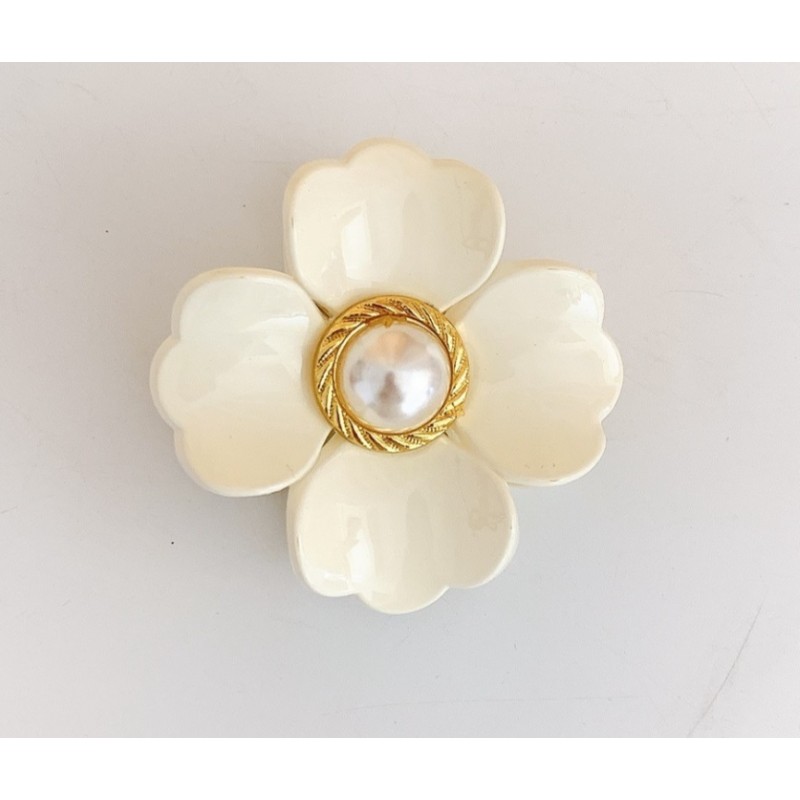 Spinka do włosów, klamra kwiat z perłą czarna SP355CZ - obrazek 5