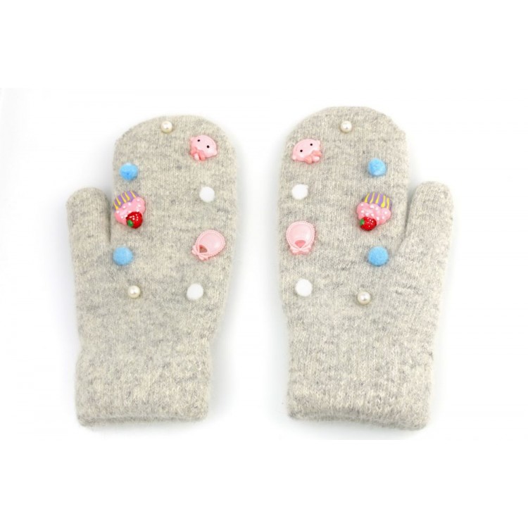 RĘKAWICZKI CUTE REK113 SZAROŚĆ - obrazek 3