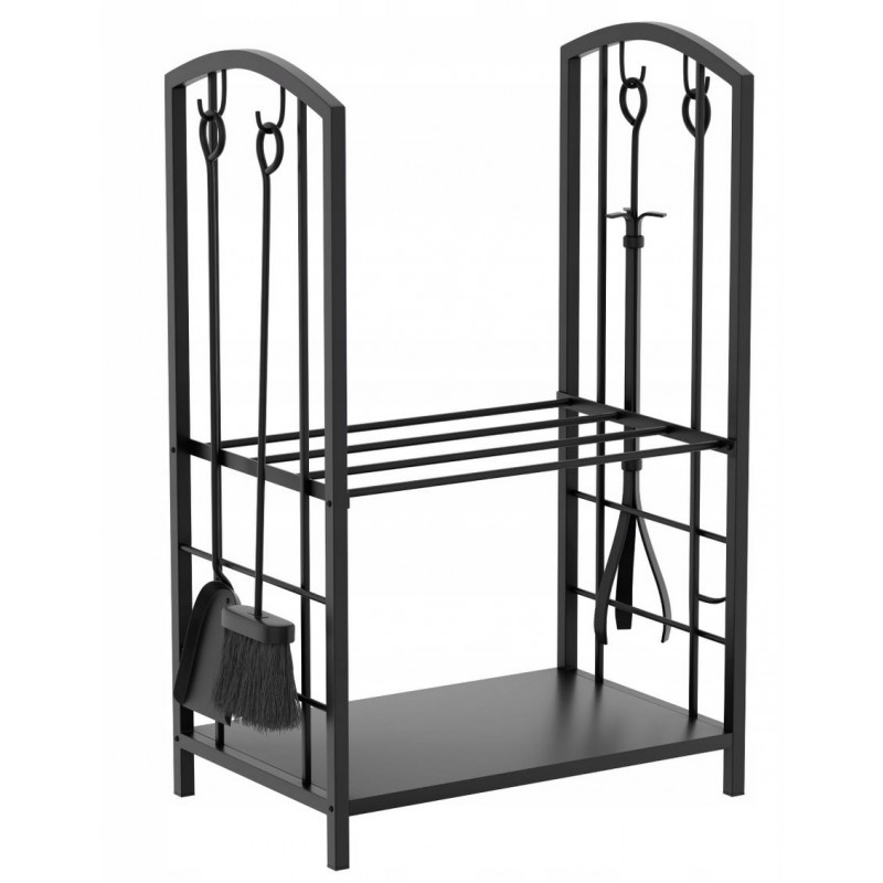 Stojak, Kosz metalowy na drewno kominkowe z akcesoriami 73x40x30cm SND05 - obrazek 3
