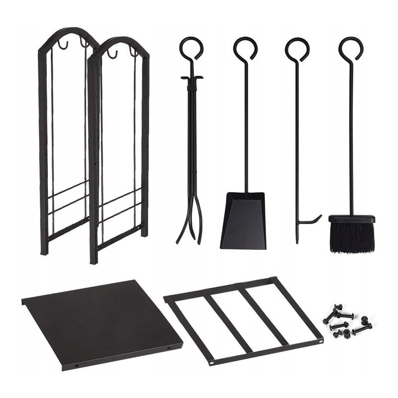 Stojak, Kosz metalowy na drewno kominkowe z akcesoriami 73x40x30cm SND05 - obrazek 5