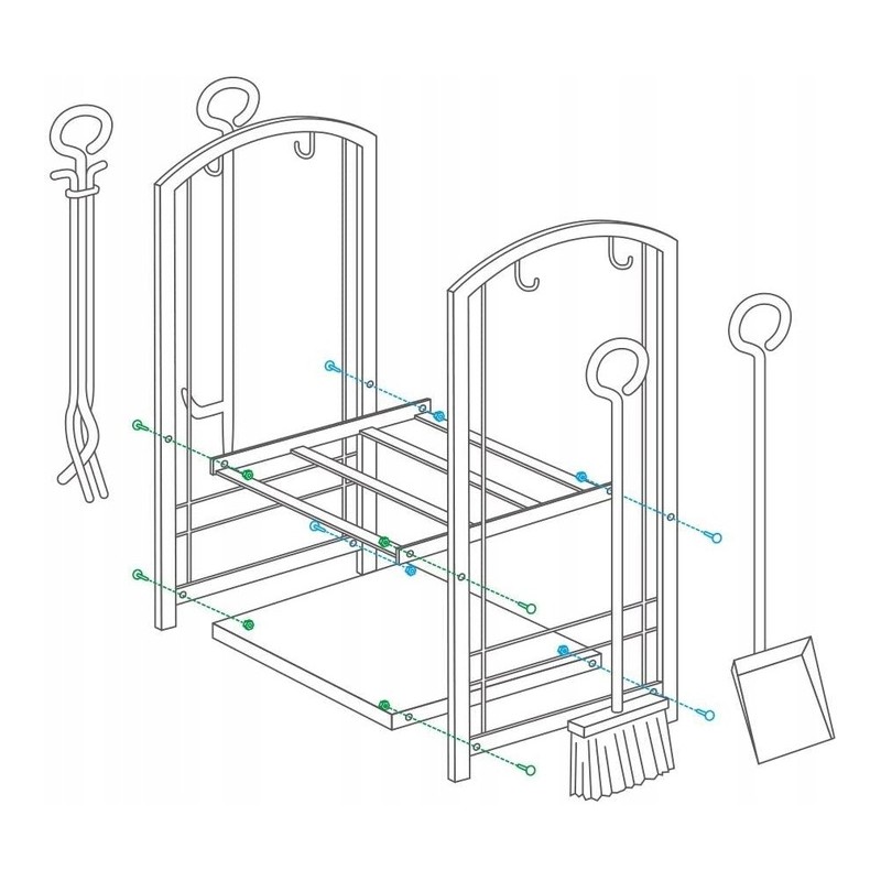 Stojak, Kosz metalowy na drewno kominkowe z akcesoriami 73x40x30cm SND05 - obrazek 6