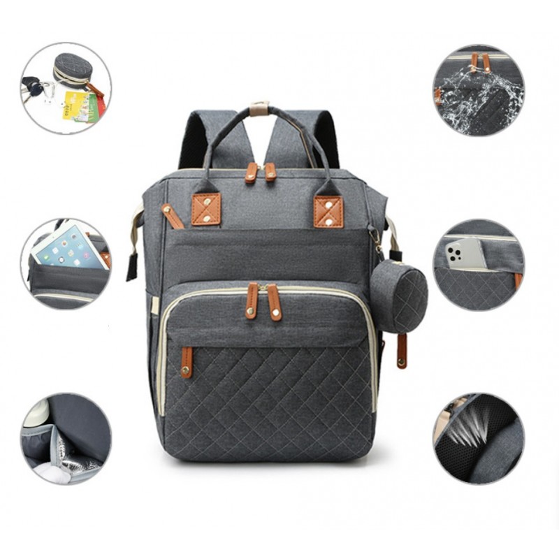 Torba, organizer do wózka plecak z saszetką dla mamy granatowy PLM23GRAN - obrazek 3