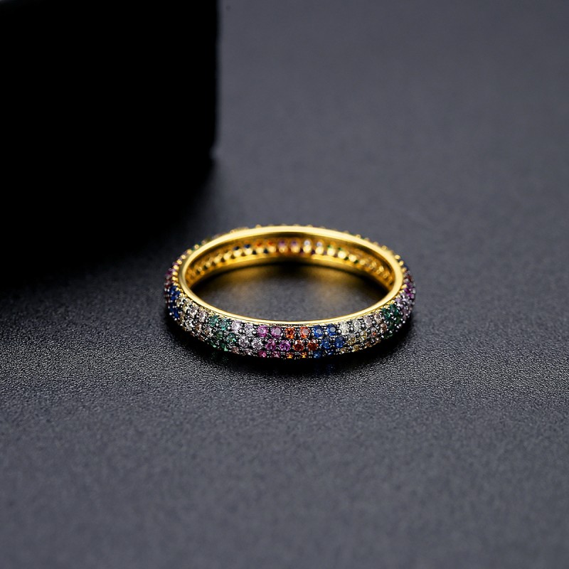 Pierścionek pozłacany stal chirurgiczna platerowana złotem kolorowe cyrkonie PST929, Rozmiar pierścionków: US6 EU11 - obrazek 4