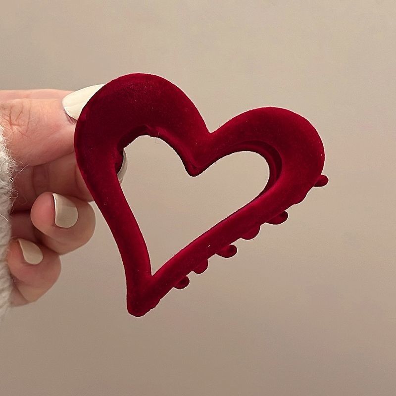 Spinka klamra do włosów XL SERCE VELVET bordo 6,5x6cm SP378BOR - obrazek 3