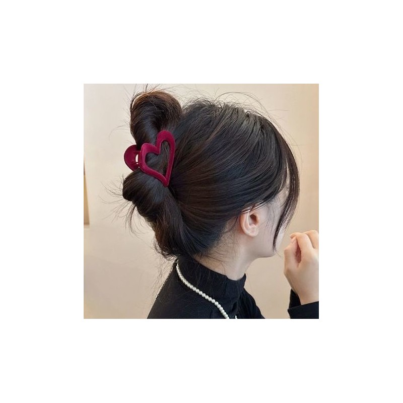 Spinka klamra do włosów XL SERCE VELVET bordo 6,5x6cm SP378BOR - obrazek 4