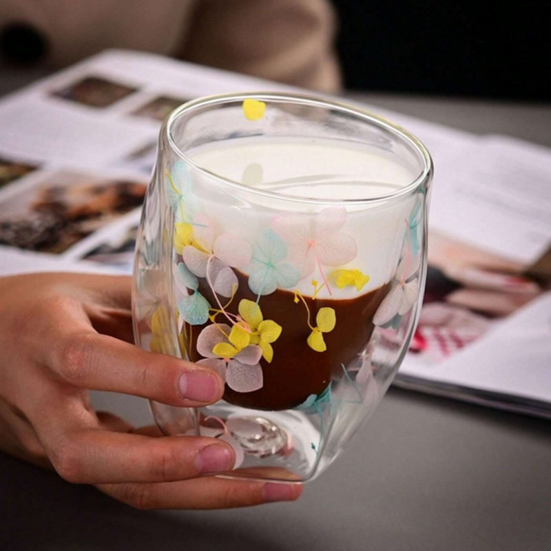 Szklanka termiczna z hortensją żółtą, niebieską i różową 250 ml 1szt SZK88 - obrazek 3