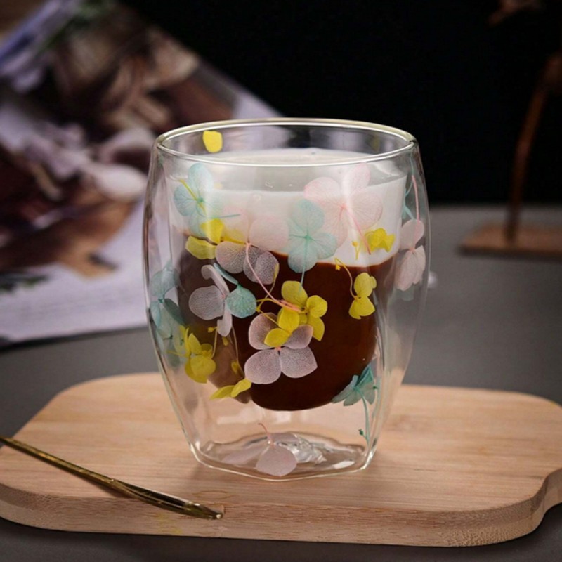 Szklanka termiczna z hortensją żółtą, niebieską i różową 250 ml 1szt SZK88 - obrazek 4