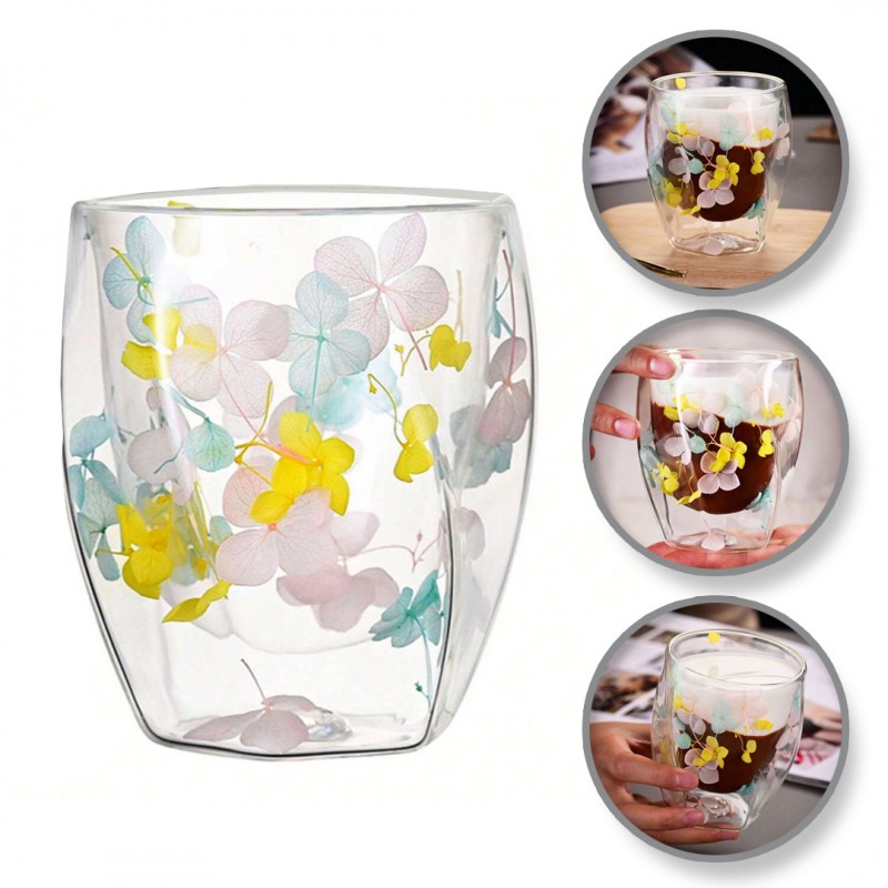 Szklanka termiczna z hortensją żółtą, niebieską i różową 250 ml 1szt SZK88 - obrazek 5