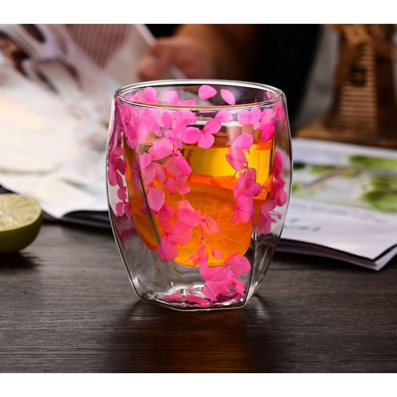 Szklanka termiczna z hortensją w środku róż z bielą 250 ml 1szt SZK90 - obrazek 3