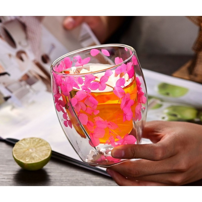 Szklanka termiczna z hortensją w środku róż z bielą 250 ml 1szt SZK90 - obrazek 5