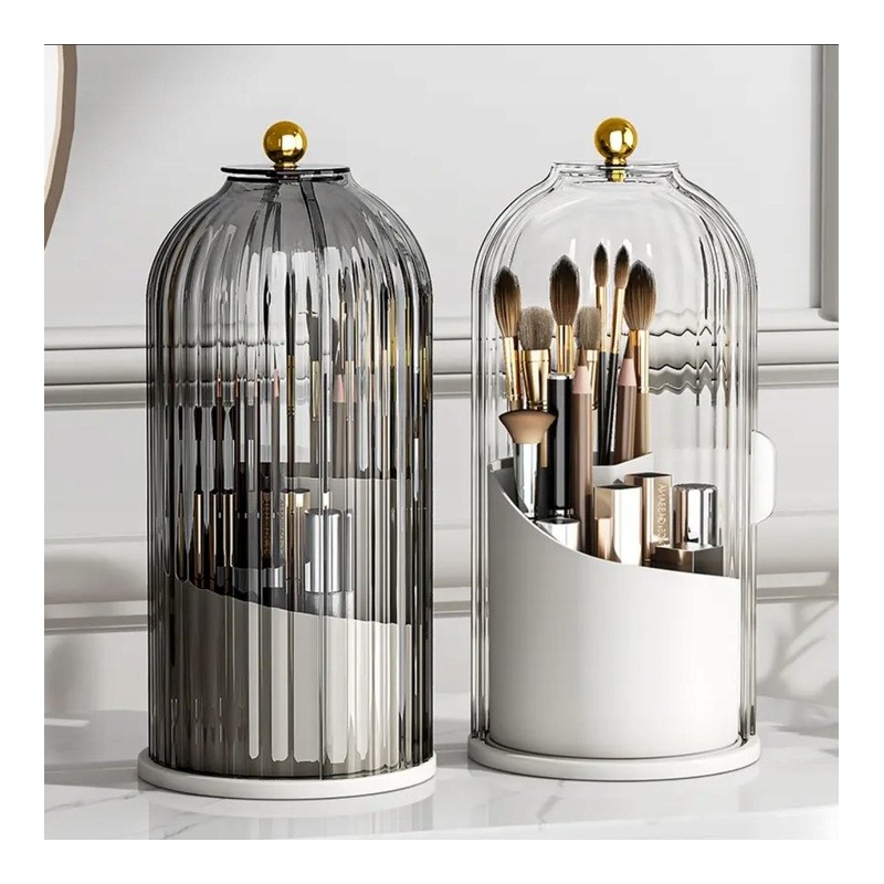 Organizer na pędzle, ryflowany obrotowy, otwierany grafit 27x12,5cm CB61GRAF - obrazek 3