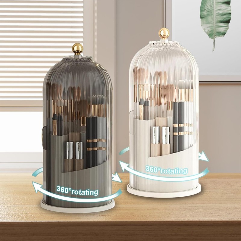 Organizer na pędzle, ryflowany obrotowy, otwierany grafit 27x12,5cm CB61GRAF - obrazek 4