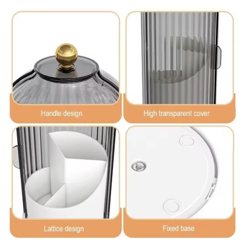 Organizer na pędzle, ryflowany obrotowy, otwierany grafit 27x12,5cm CB61GRAF - obrazek 5