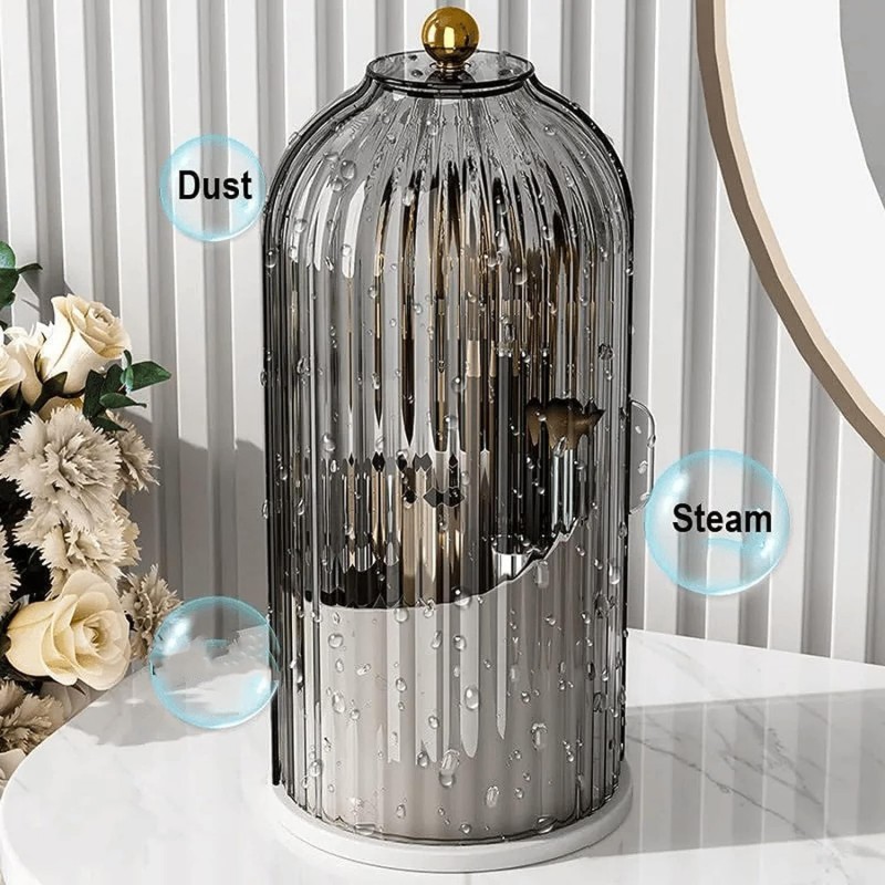 Organizer na pędzle, ryflowany obrotowy, otwierany grafit 27x12,5cm CB61GRAF - obrazek 6