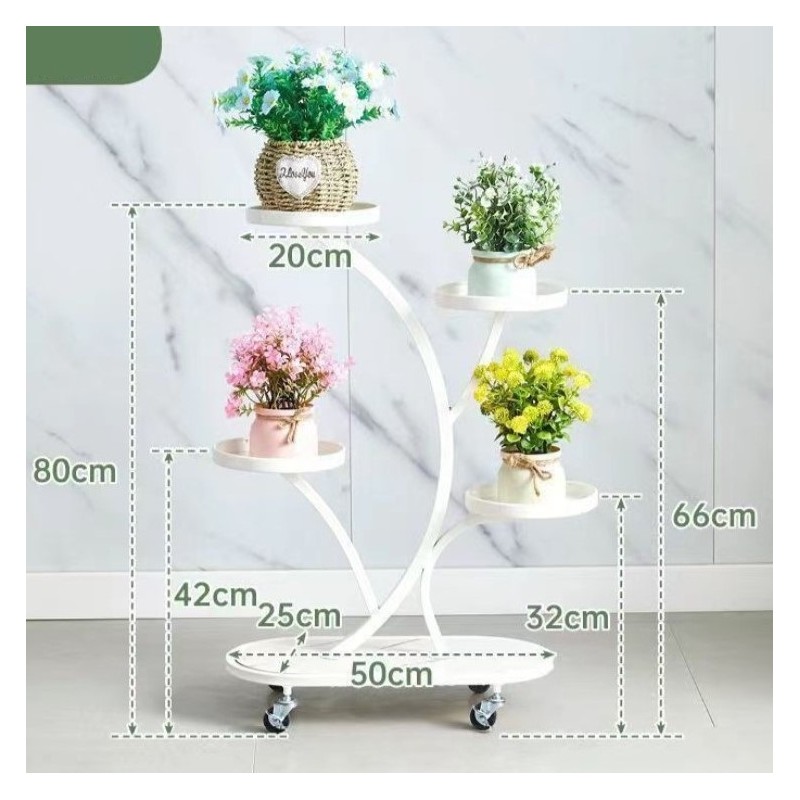 Kwietnik, regał, stojak na kwiaty metalowy na kółkach 50x 25x 80cm SZ43B - obrazek 6