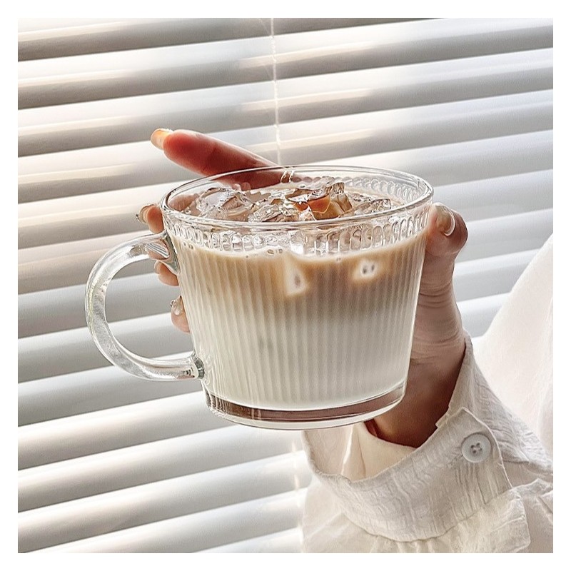 Filiżanka szklanka ryflowana duża 400 ml 1szt SZK156 - obrazek 5