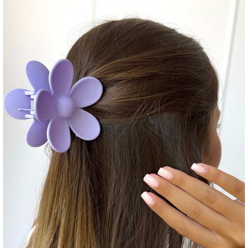 Spinka do włosów klamra XL kwiat fiolet 7 x 7,5 cm SP194 - obrazek 4