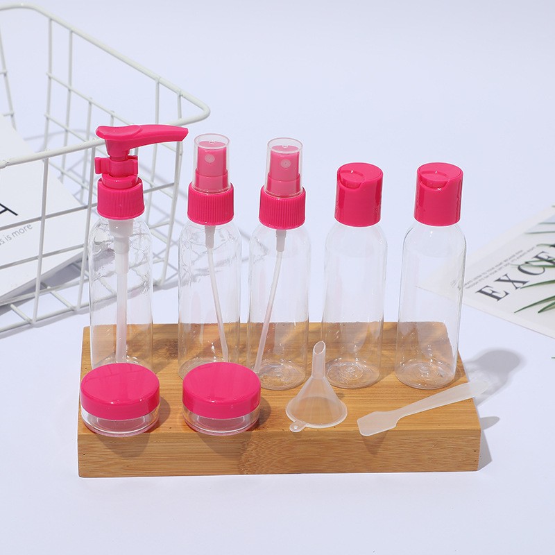 Zestaw pojemniczków i akcesoriów podróżnych 9w1 fuksja KS136F - obrazek 4