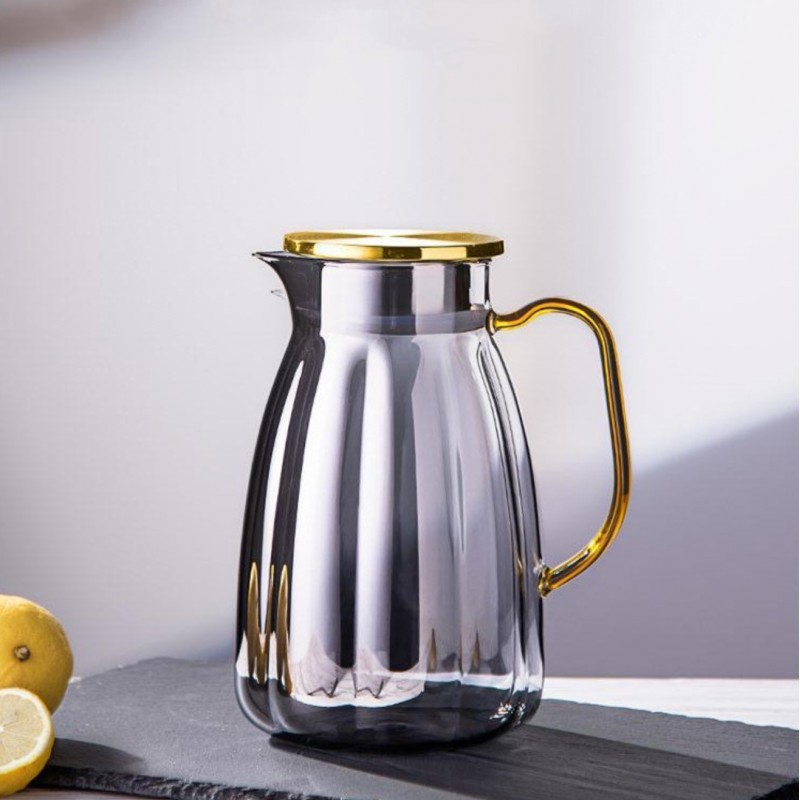 Zestaw- dzbanek 1600ml z falowanymi ściankami z pokrywką + 2 szklanki 350ml- DZ07 - obrazek 4