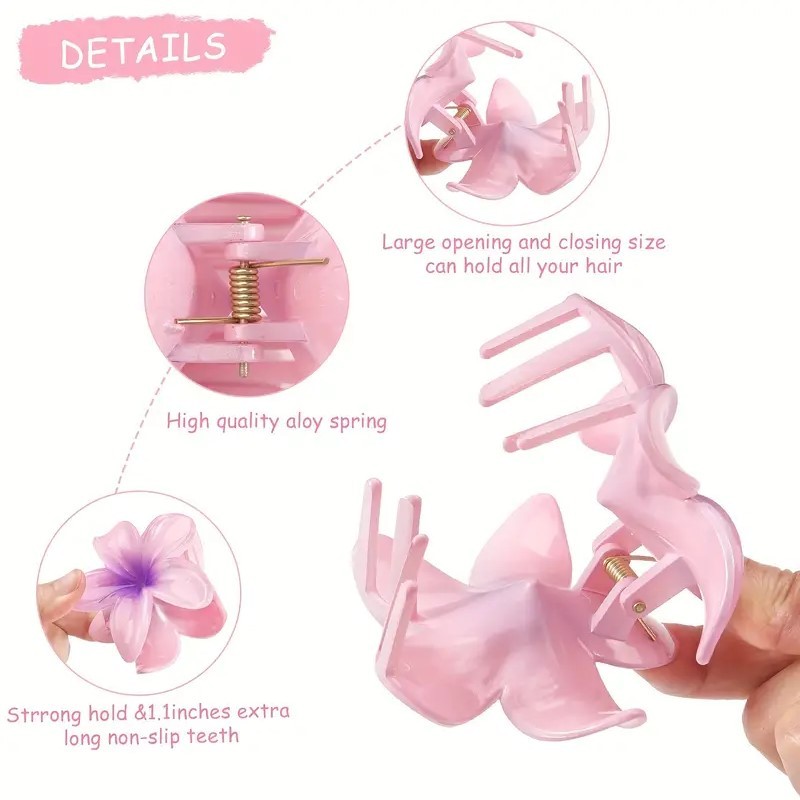 Spinka do włosów klamra XL kwiat czerwony ombre 7,5 x 8 cm SP287 - obrazek 4