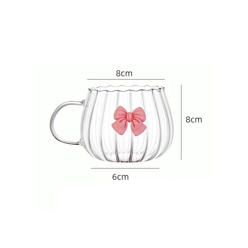 Szklanka ryflowana tulips z kokardką do kawy, drinków 1szt 350ml SZK158 - obrazek 5