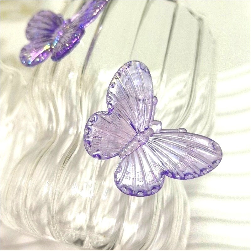 Szklanka ryflowana, z falowanymi ściankami, MOTYLKI fiolet 260 ml 1szt SZK162 - obrazek 4