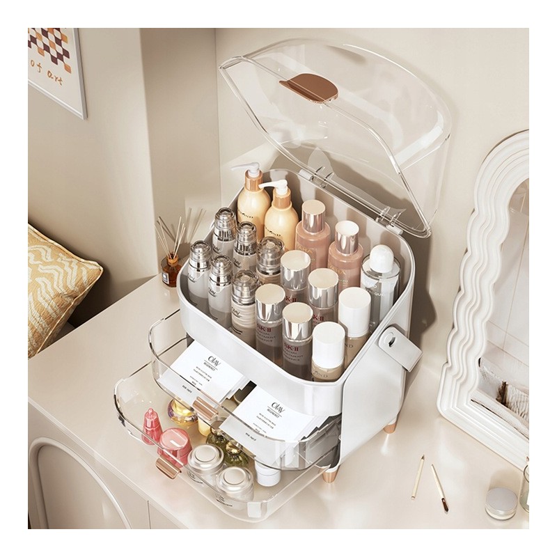 Organizer szkatułka na kosmetyki, biżuterię, biały 38 x 27 x 18 cm CB73 - obrazek 4