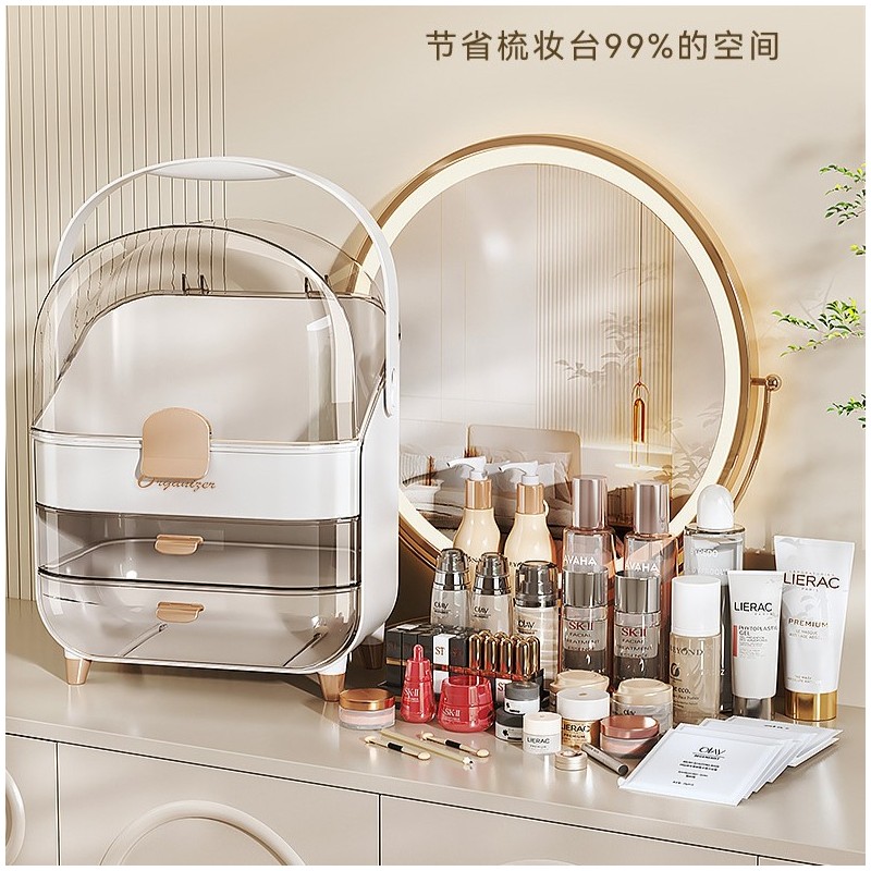 Organizer szkatułka na kosmetyki, biżuterię, biały 38 x 27 x 18 cm CB73 - obrazek 5