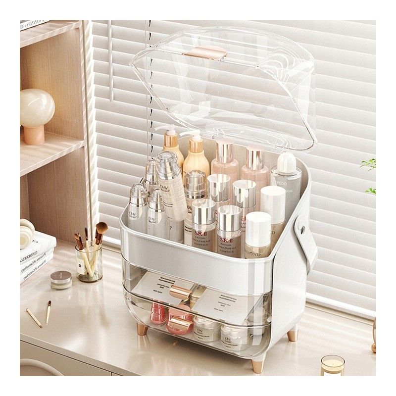 Organizer szkatułka na kosmetyki, biżuterię, biały 38 x 27 x 18 cm CB73 - obrazek 7