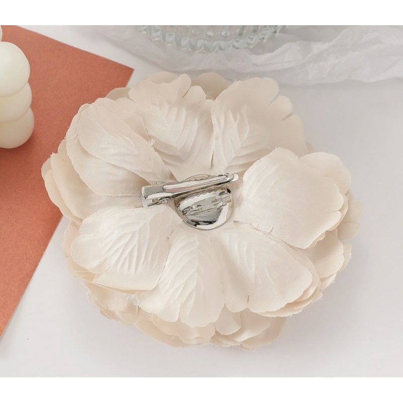 Broszka ozdobna, efektowna kwiat 15 x 15 cm kremowy BZ208 - obrazek 3