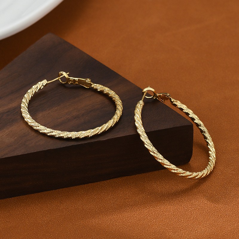 Kolczyki KOŁA ze stali szlachetnej platerowane 14k złote KST3335 - obrazek 3