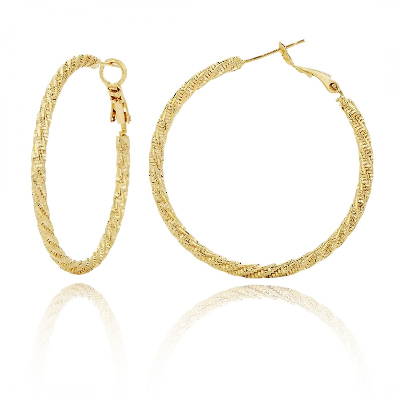 Kolczyki KOŁA ze stali szlachetnej platerowane 14k złote KST3335 - obrazek 4