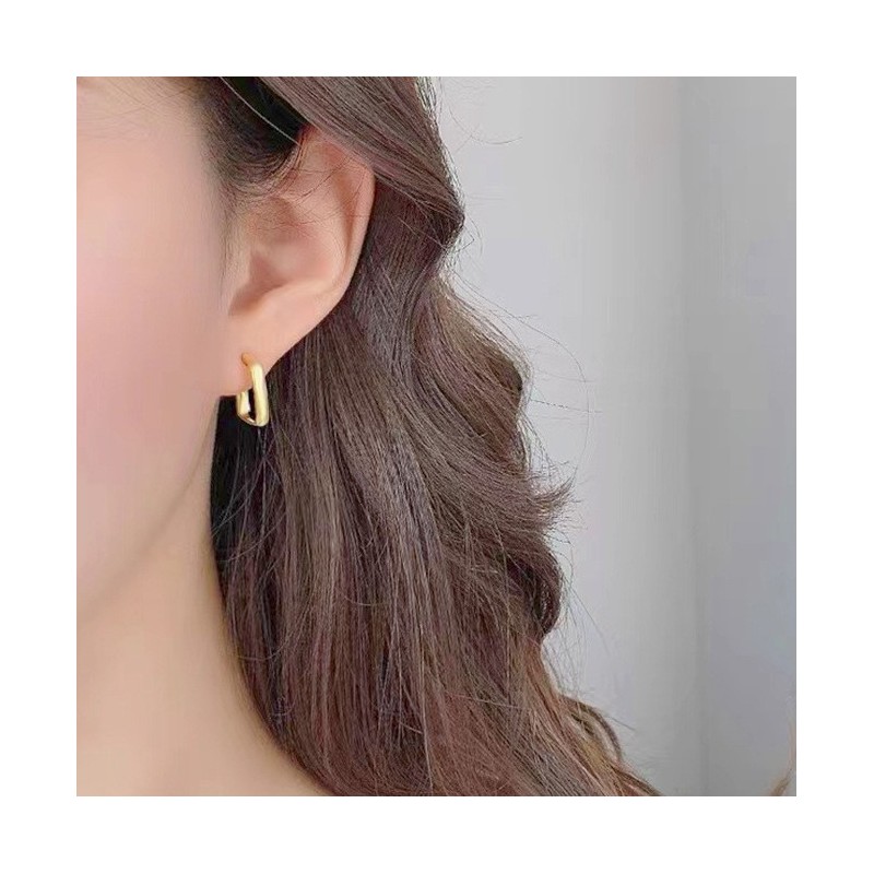 Kolczyki ze stali szlachetnej platerowane 14k złote, gładkie sztyft ze srebra S925 KST3343 - obrazek 3