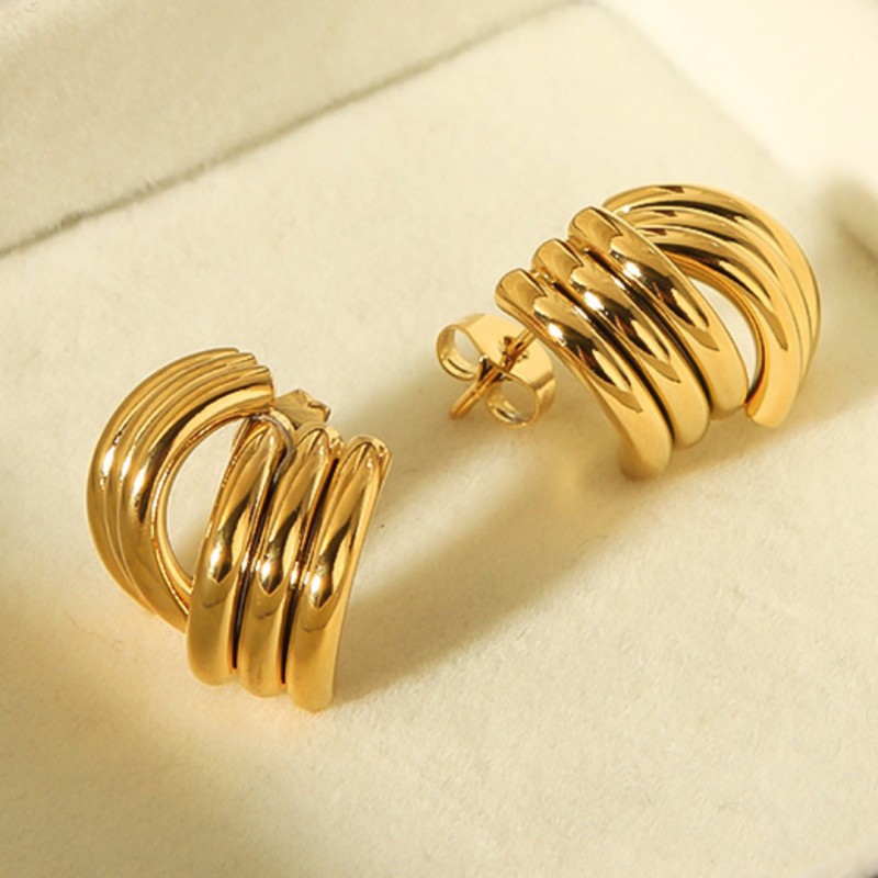 Kolczyki ze stali szlachetnej platerowane 14k złotem, sztyft KST3325 - obrazek 4