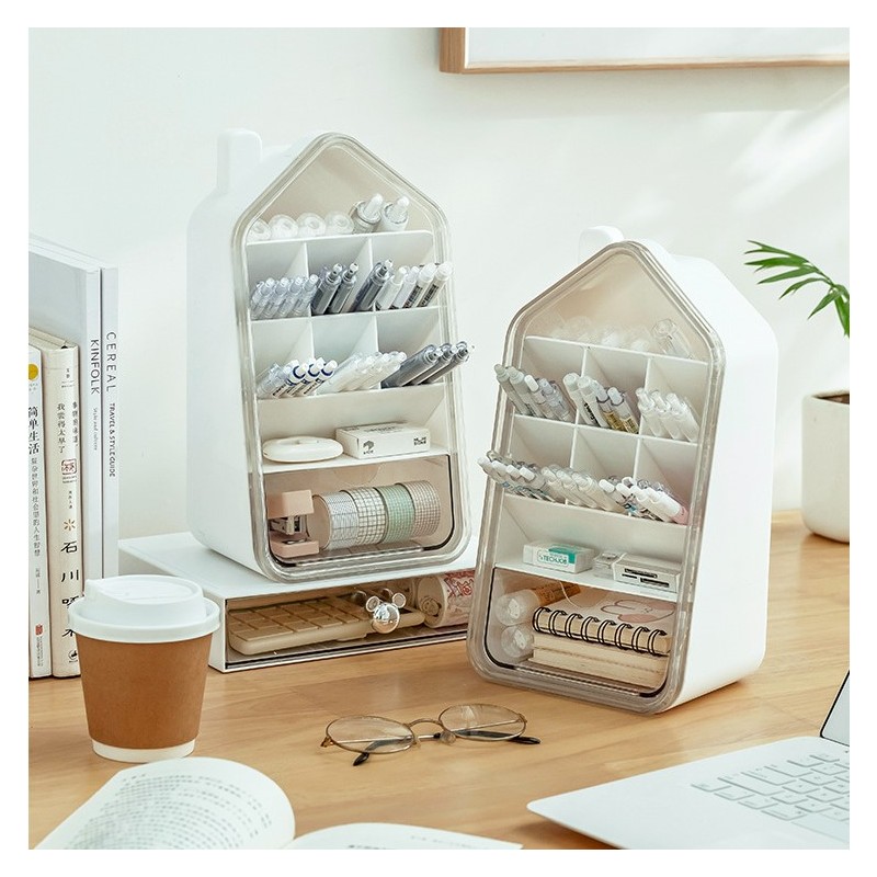 Organizer biurowy, przybornik z przegródkami, domek 11 x 11 x 21,6cm CB72 - obrazek 3