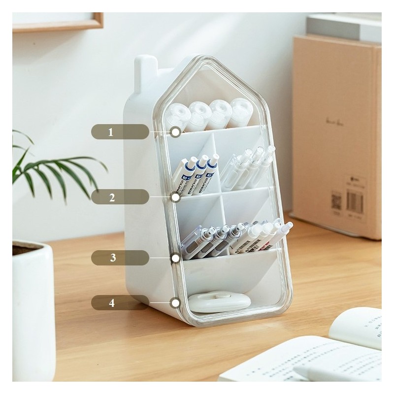 Organizer biurowy, przybornik z przegródkami, domek 11 x 11 x 21,6cm CB72 - obrazek 6