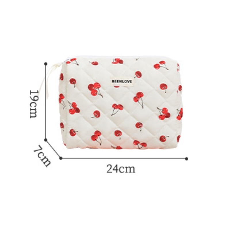 Kosmetyczka damska pikowana w wisienki 19 x 24 x 7cm KS124 - obrazek 3