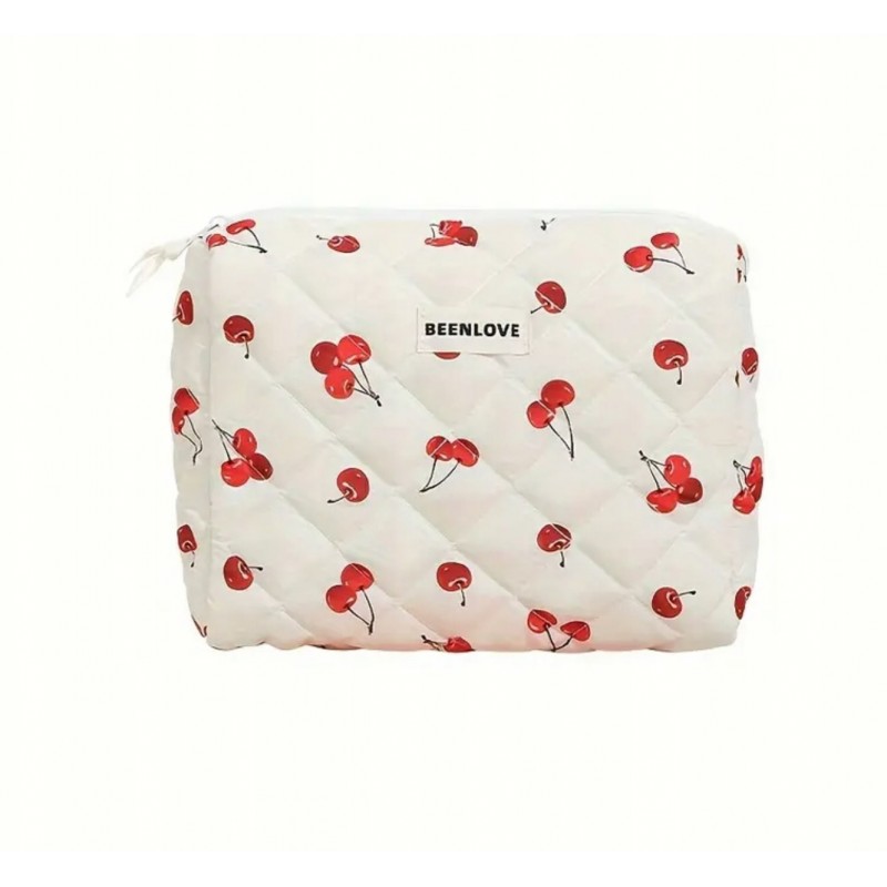 Kosmetyczka damska pikowana w wisienki 19 x 24 x 7cm KS124 - obrazek 4