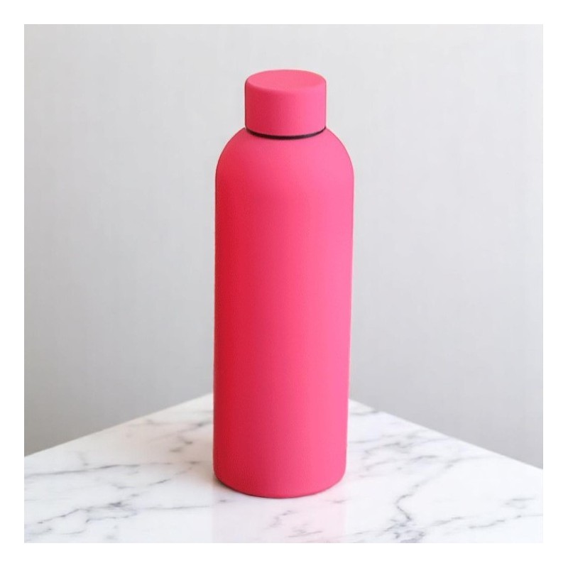 Bidon, butelka termiczna 500ML, stal nierdzewna z powłoką SOFT TOUCH fuksja BD46F - obrazek 3