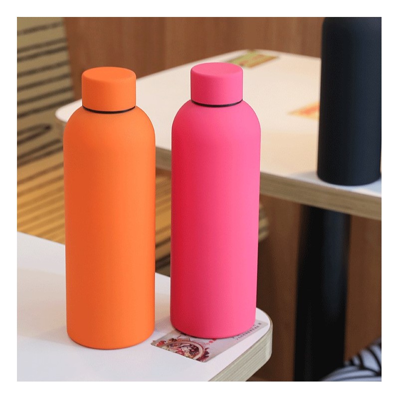 Bidon, butelka termiczna 500ML, stal nierdzewna z powłoką SOFT TOUCH fuksja BD46F - obrazek 5