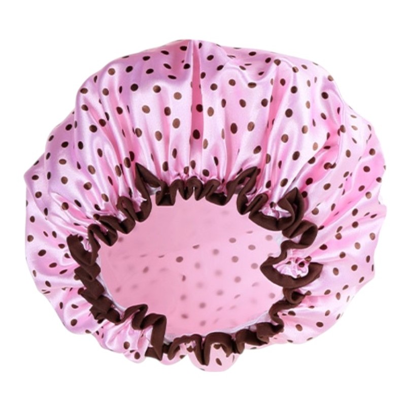 Wodoodporny czepek ochronny, kąpielowy na włosy, do spania, KROPKI KCZ01 - obrazek 3