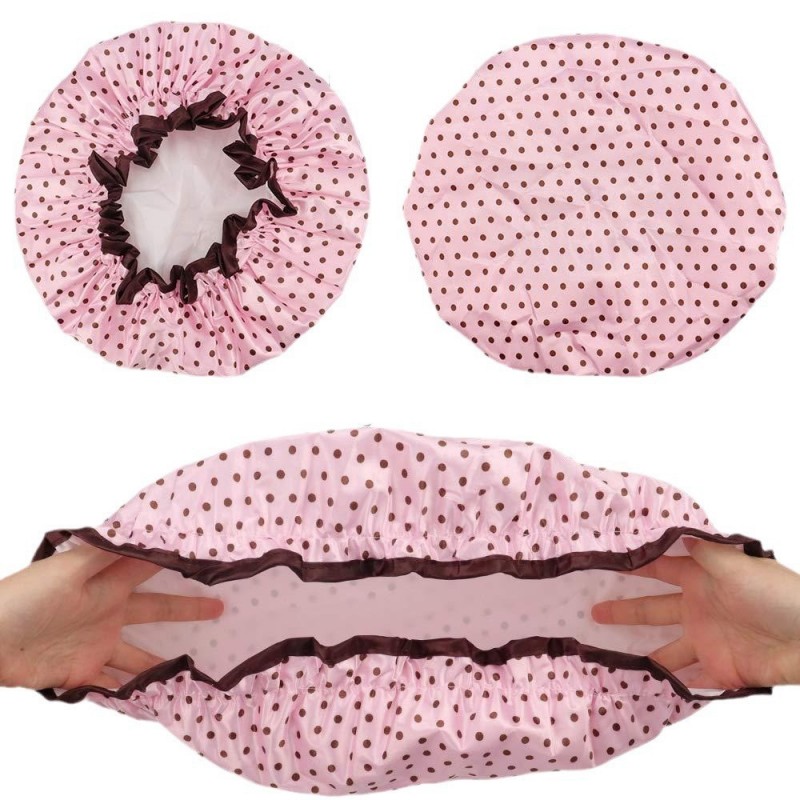 Wodoodporny czepek ochronny, kąpielowy na włosy, do spania, KROPKI KCZ01 - obrazek 4